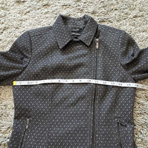 RW&CO | Grey diamond pattern asymmetrical zipper women's jacket - Picture 10 of 14